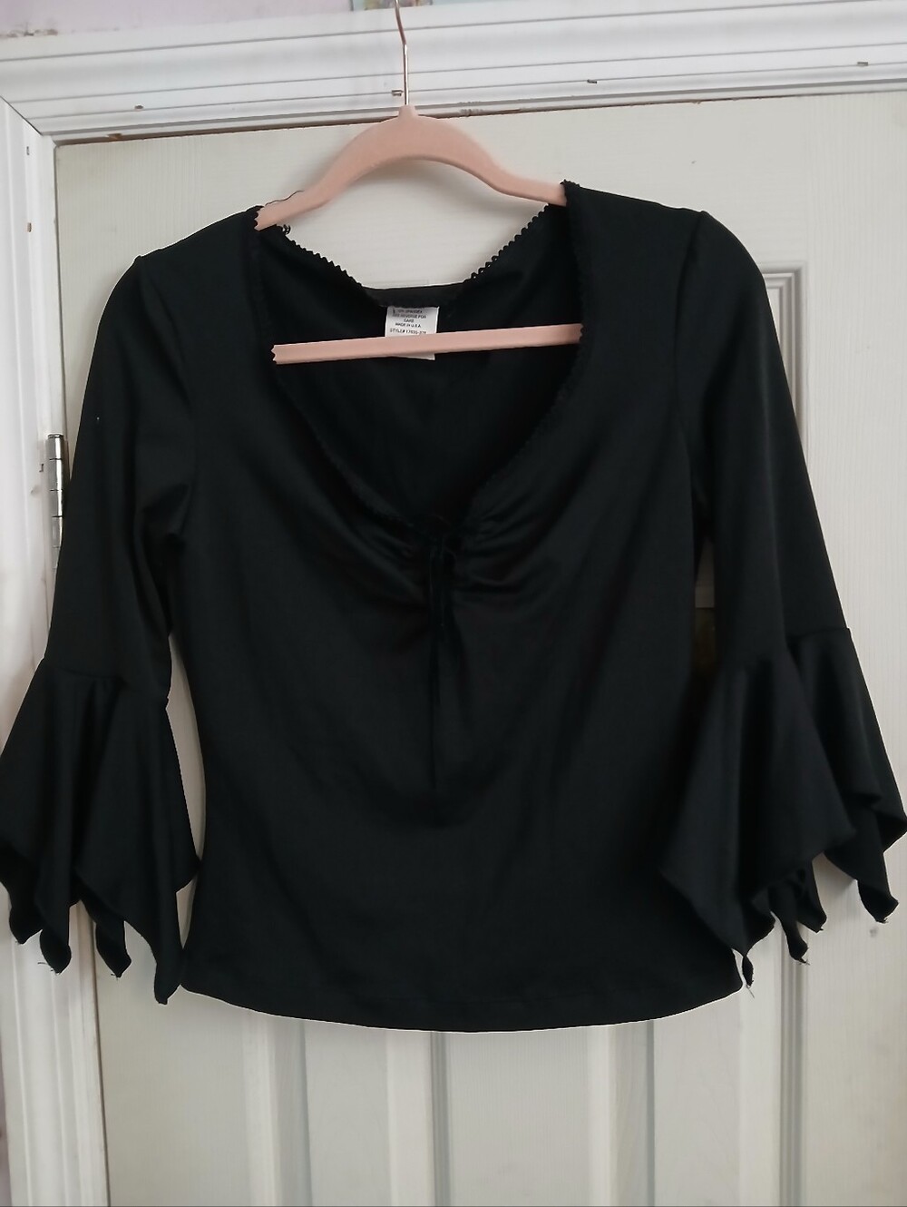 L.A Movers Y2k Bell Sleeves Sexy Size Medium Black Blouse Top Shirt Whimsy Witch